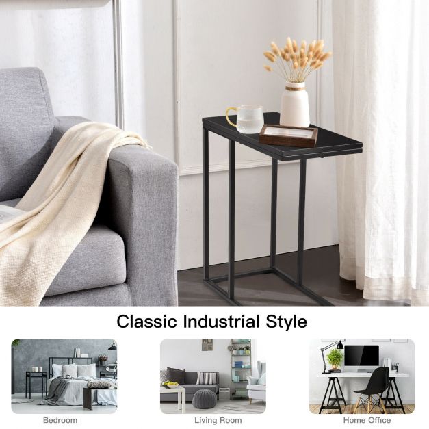 Industrial Style C-Shaped End Table