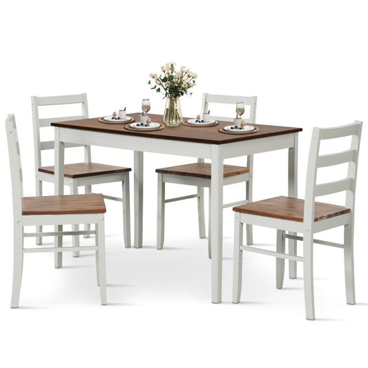 5 Piece Chairs and  Table Set with Wooden Large Tabletop