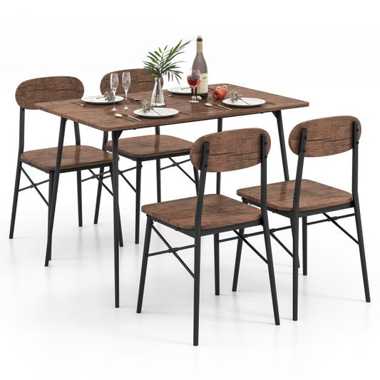 5 Piece Dining Table Set Rectangular with Backrest