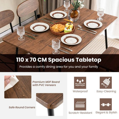 5 Piece Dining Table Set Rectangular with Backrest