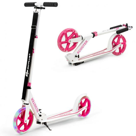 Foldable and Adjustable Kick Scooter with 2 Large Wheels and LED Lights