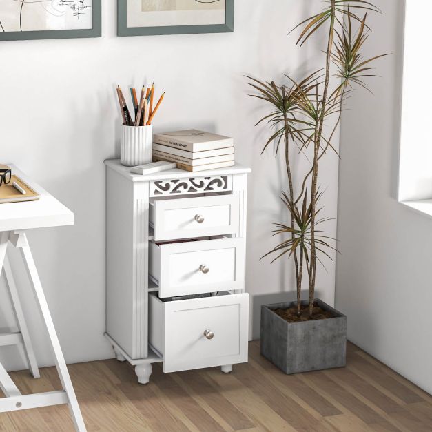 Multi-Purpose Floor Cabinet with Three Drawers for Bathroom, Living Room, or Bedroom