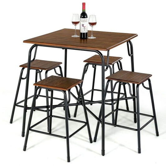 "Altitude Elegance: 5-Piece Bar Table Set with Backless Counter Height Stools