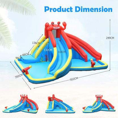 Crab-Themed Inflatable Water Slide Bounce House with Climbing Wall (Blower Not Included)