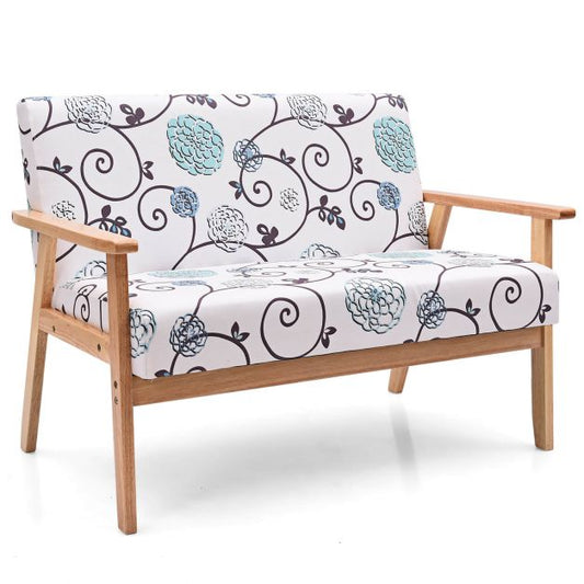 Wooden Armrests 2-Seater Upholstered Loveseat