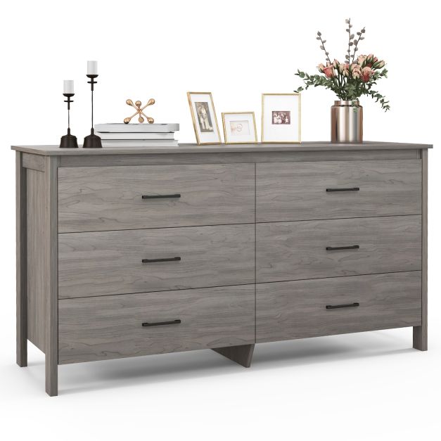 6-Drawer Dresser Cabinet with Sturdy Center Support and Anti-Tip Kit