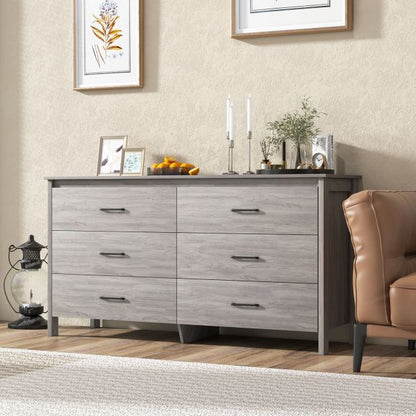 6-Drawer Dresser Cabinet with Sturdy Center Support and Anti-Tip Kit