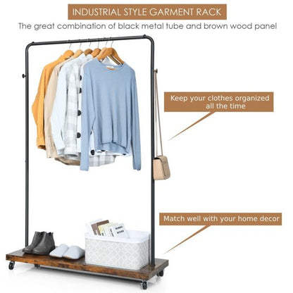 Mobile Clothes Rail Garment Rack for Bedroom, Hallway or Shop