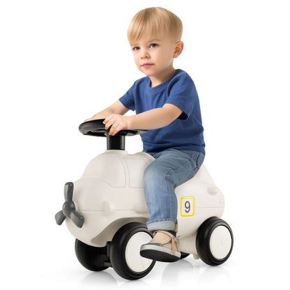 Kids' Plane Ride-On Toy Car with Adorable Propeller and Flexible Steering Wheel