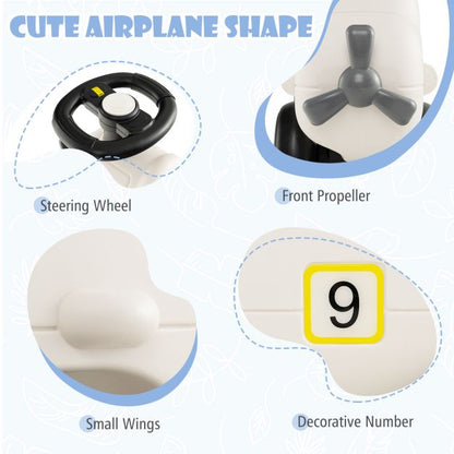 Kids' Plane Ride-On Toy Car with Adorable Propeller and Flexible Steering Wheel