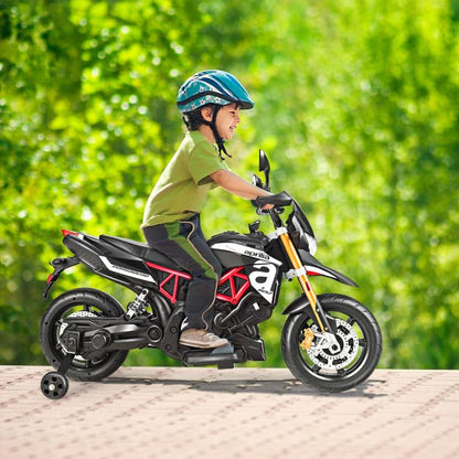 12V Battery-Powered Kids Motorcycle with Music & LED Lights