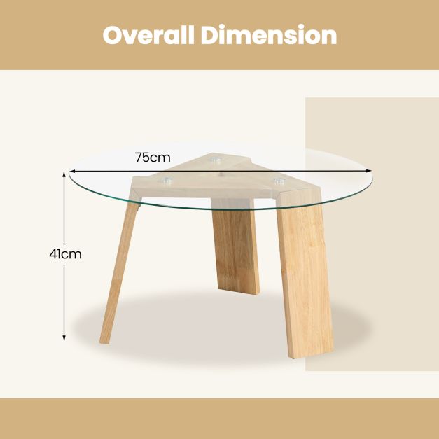 Round Coffee Table Featuring Rubber Wood Tripod Support Frame