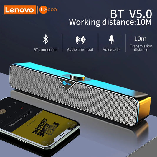 Lenovo Lecoo DS102 Bluetooth Sound Box | Home Theater Sound System, 360° Surrounding Stereo Soundbar, PC Gamer Wired Speakers
