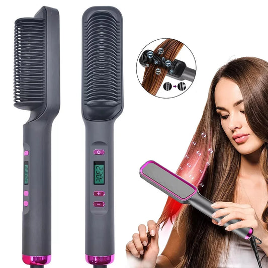 Electric Hot Comb - Multifunctional Hair Straightener with Negative Ion & Anti-Scalding | Styling Tool & Straightening Brush