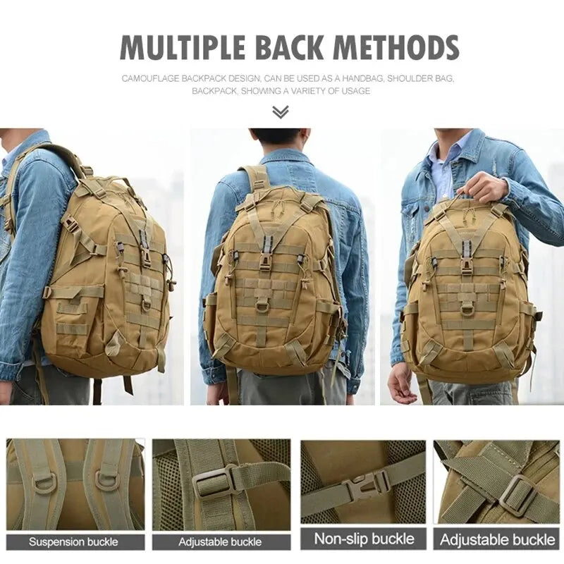 Tactical Backpack Travel Bag for Men and Women - Laptop Outdoor School Camping Hiking Reflective Rucksack, Trekking Fishing Molle Bags