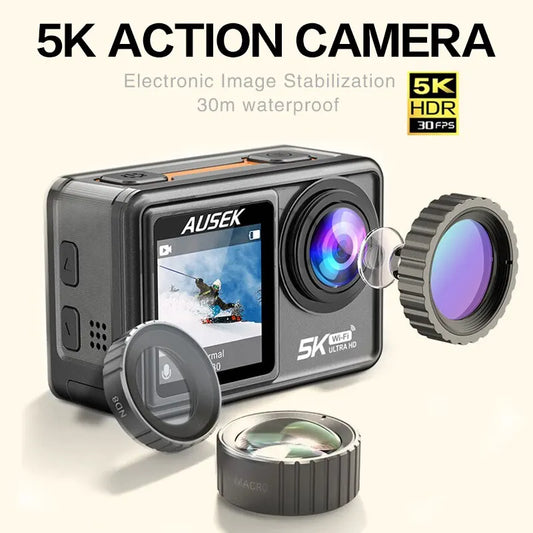 CERASTES Action Camera | 5K 4K 60FPS EIS | Interchangeable Lens | 48MP Zoom | Electronic Stabilizer | WiFi | Vlog Camera