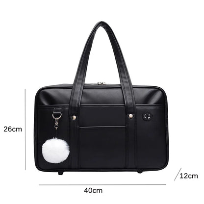 Japanese Casual PU Shoulder Bag: Anime Uniform Tote Bag for Women and Junior High School Students