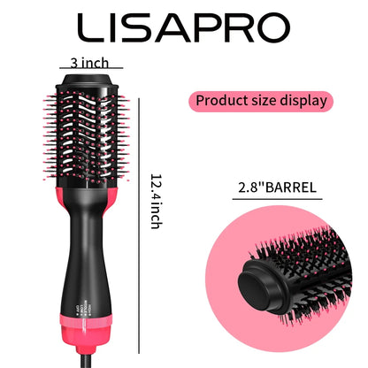 LISAPRO 3 in 1 Hot Air Brush - One-Step Hair Dryer and Volumizer, Professional 1000W Styler and Dryer Blow Dryer Brush