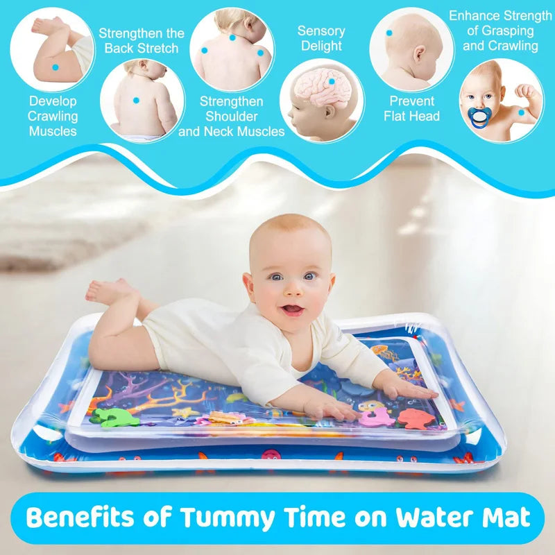Baby Water Play Mat - Inflatable PVC Tummy Time Cushion for Infants and Toddlers