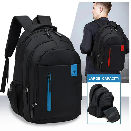 Versatile Blue Red Waterproof Student Backpack for School and Outdoor Daily Use