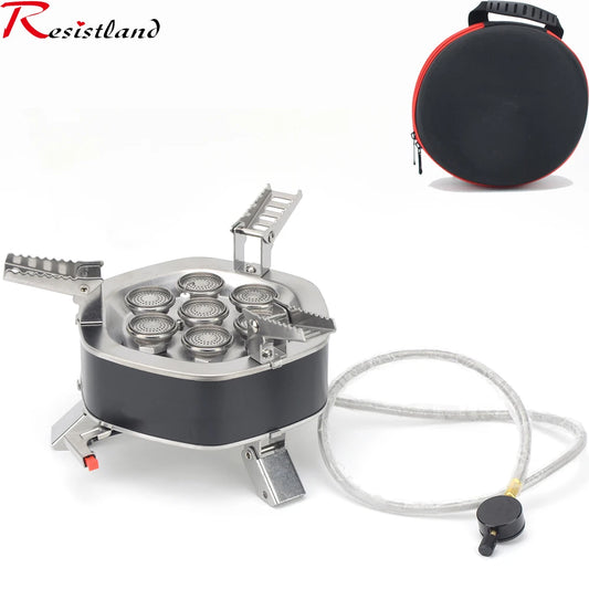 Experience Powerful Outdoor Cooking with our Portable Gas Stove - 6800W, 12800W, 18000W Options, Folding Head Burner, Strong Fire, Includes Storage Bag for Hiking