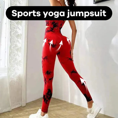 Tie Dye Yoga Women's Tracksuit: Fitness Yoga Sets Sportswear with Workout Bra + High Waist Leggings, Gym Clothing, Seamless Sports Suits