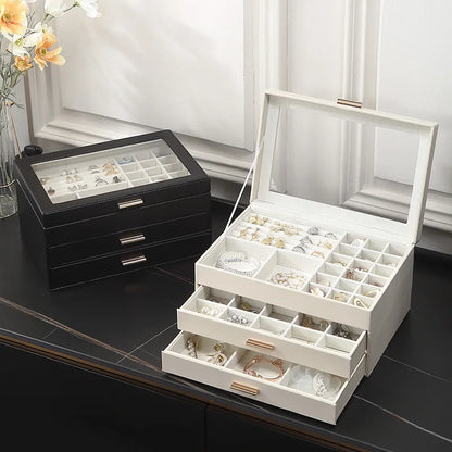Size S/M/L Jewelry Organizer Display Travel Jewellery Case Boxes Travel Portable Jewelry Box PU Storage Organizer Earring Holder