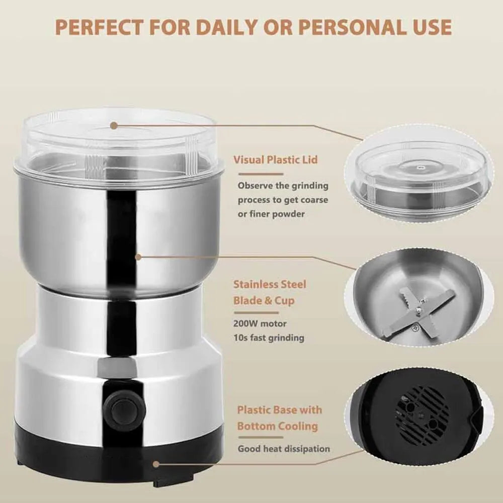 Stainless Steel Electric Coffee Bean Grinder Nut Seed Herb Grind Spice Crusher Mill Blender With 4 Blades