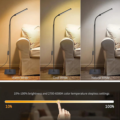 LED Floor Lamp For Living Room Adjustable Gooseneck Stand Light Dimmable