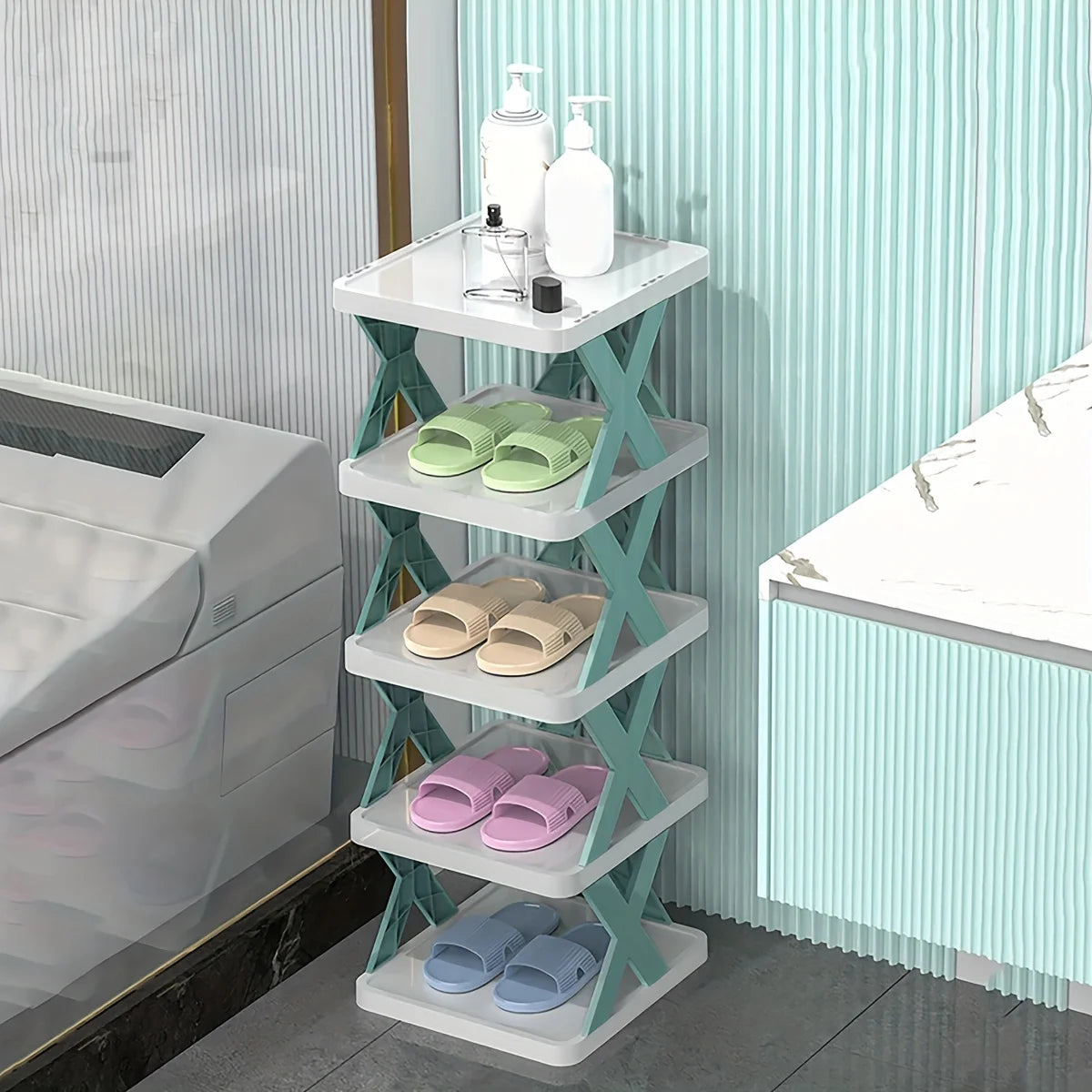 Foldable shoe rack for household doorstep detachable, and easy to carry