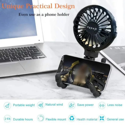 Bladeless Mini Folding Fan – Silent USB Ventilator for Desk, Stroller
