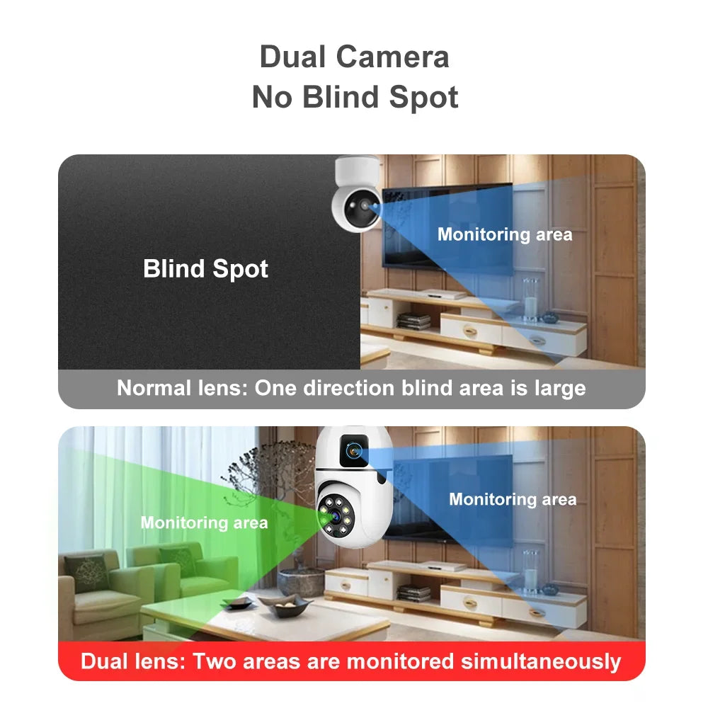 E27 Wifi Dual Lens Camera 1080P 5MP 4K PTZ Surveillance Camera CCTV Outdoor IP Cam Security Smart Home AI Tracking