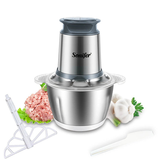 2-Speed Electric Chopper Meat Grinder - Stainless Steel Mincer Food Processor | 1.8L Capacity & Safety System
