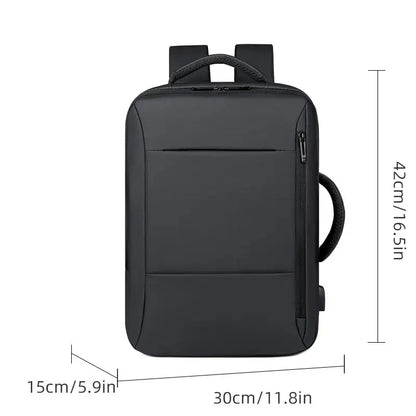 Men's Large Capacity Backpack with USB Charging: Waterproof Business Travel Bagpack, Laptop Compatible, Mochila Luggage Bag