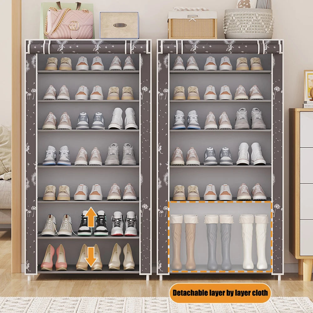 Shoe Cabinet Dustproof Fabric  Storage Multilayer Shoe Rack  Economic Type