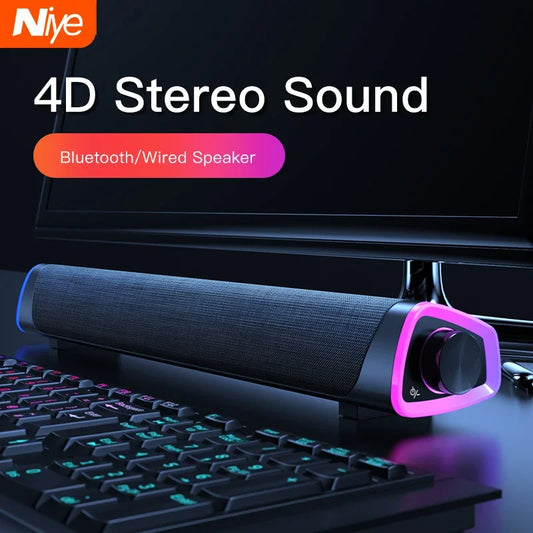4D Computer Speaker Bar Stereo Sound Subwoofer Bluetooth Speaker | For MacBook Laptop Notebook PC, Music Player, Wired Loudspeaker