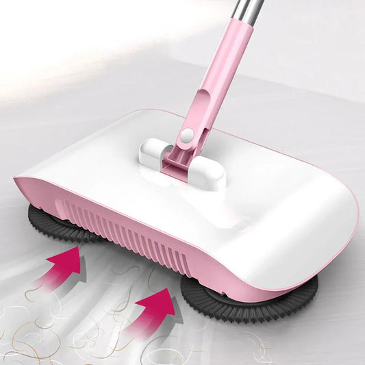 Hand Push Broom and Mop Combo - All-in-One Floor Cleaning Machine