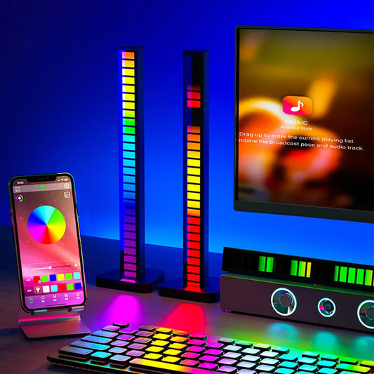 16 LED Sound Activated RGB Light Bar | APP-Controlled Wireless Ambient Lamp for Game Room Decor