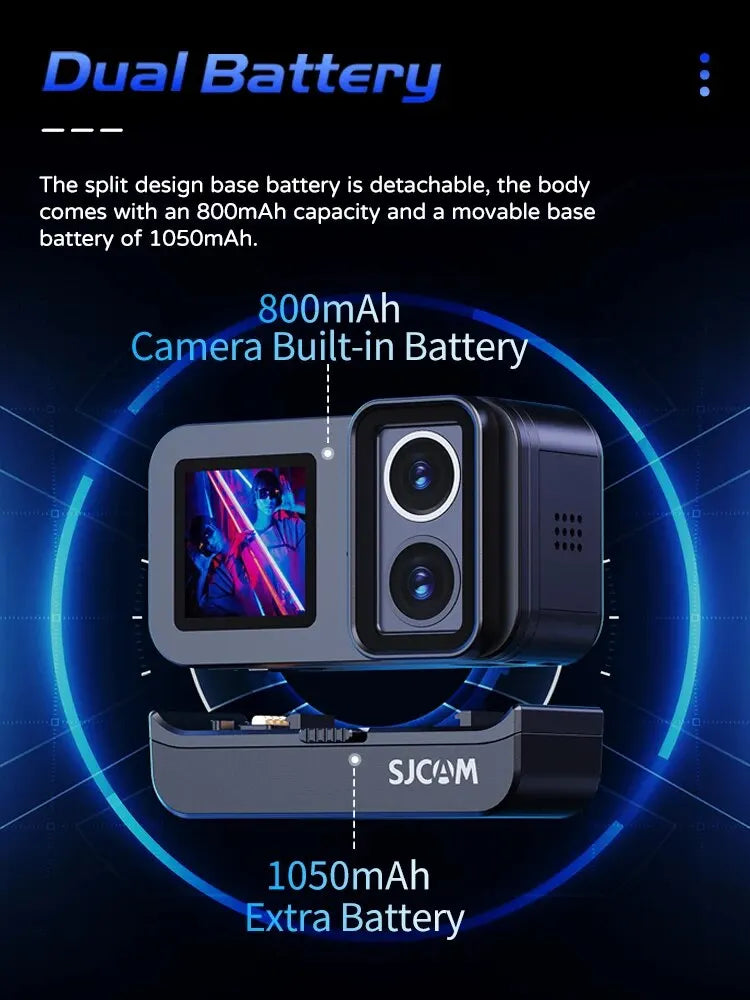 Experience Double the Action with SJCAM SJ20 Dual Lens 4K Action Camera - Waterproof, 5G WiFi, Touch Screen | Sport Helmet Camera 2024