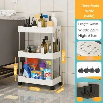 1pc 3/4 Tier Rolling Storage Cart High Capacity Storage Shelf Movable Gap Storage Rack Kitchen Bathroom And Livingroom Organizer