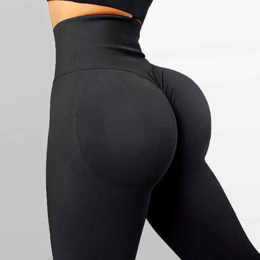 2023 Seamless Knitted Fitness GYM Pants: Women's High Waist Nude Yoga Pants for Tight Peach Buttocks and Hips, High Waist Design
