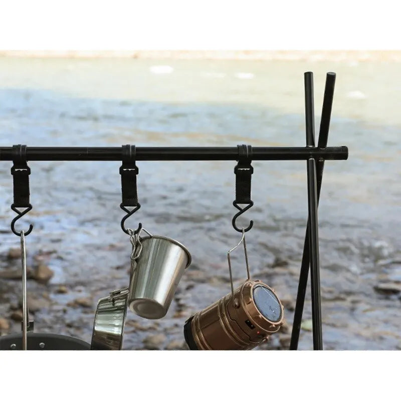 Effortless Organization with our Outdoor Camping Hanging Rack - Folding Tripod Foldable with Hook for Cookware, Pan, Pot, Lamp, Clothes Storage - Portable Hang Stand