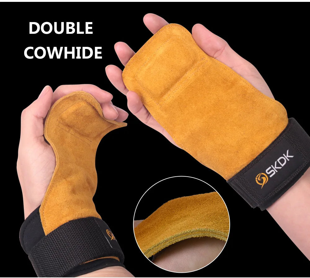 Grip Belt Cowhide Palm Guards - Fitness Equipment Non-slip Protective Gear, Wear-resistant Wrist Guards for Cross-border Deadlifts