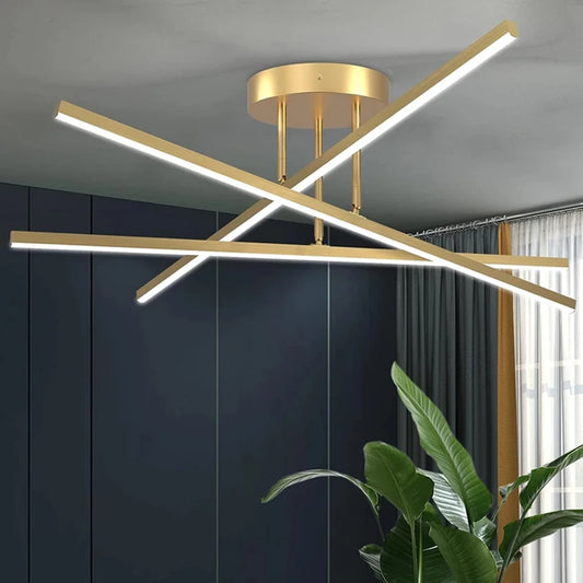 LED Nordic Bedroom Ceiling Chandelier – Modern Semiflush Mount Iron Light Fixture