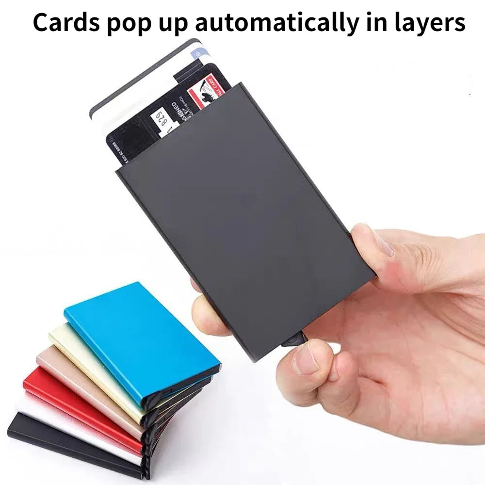 Sleek and Convenient: Automatic Pop-Up Slim Aluminum Wallet - Pocket Card Case