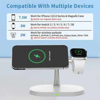 Effortless Charging: MagSafe 3-in-1 Wireless Charger for Apple Watch, AirPods, and iPhone