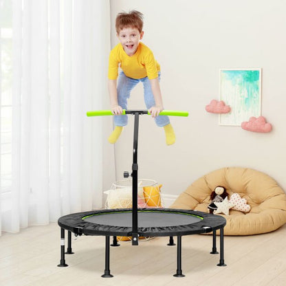 110 CM Height-Adaptable Mini Trampoline with Handrail