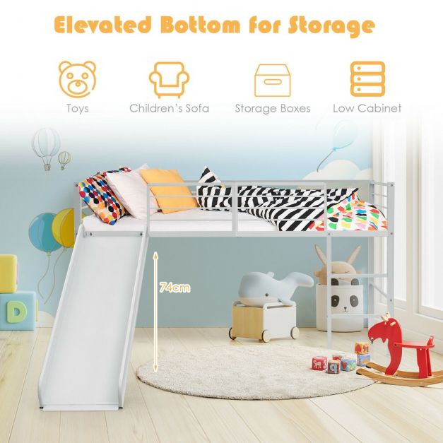 Adventure Loft - Sliding Loft Children Single Bed with Stairs and Safety Guardrails