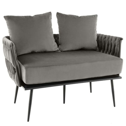 Contemporary Loveseat Sofa with Woven Back and Armrests