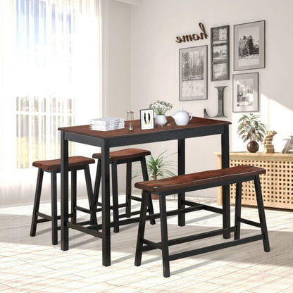 Contemporary Dining Table Set with Bench and Two Stools
